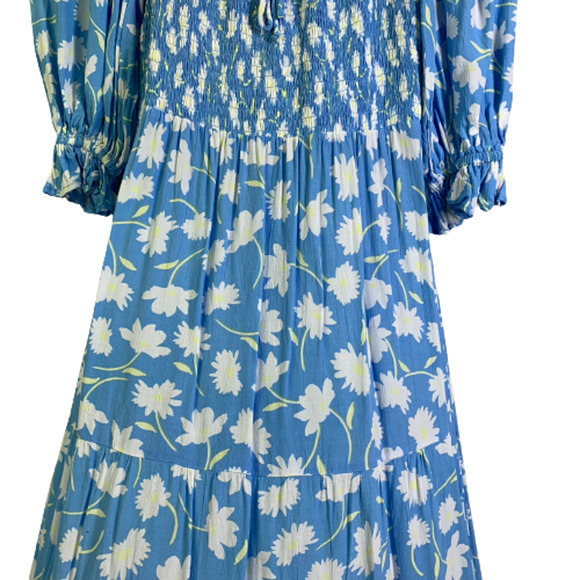 FAITHFULL THE BRAND Light Blue & White Leyla Floral Olinda‎ Midi Dress - Picture 8 of 16